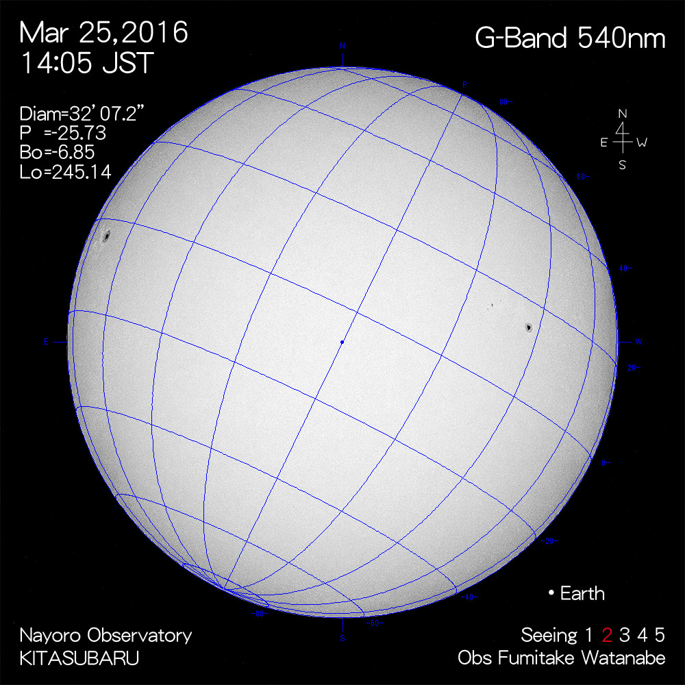 2016年3月25日540nm波長の太陽