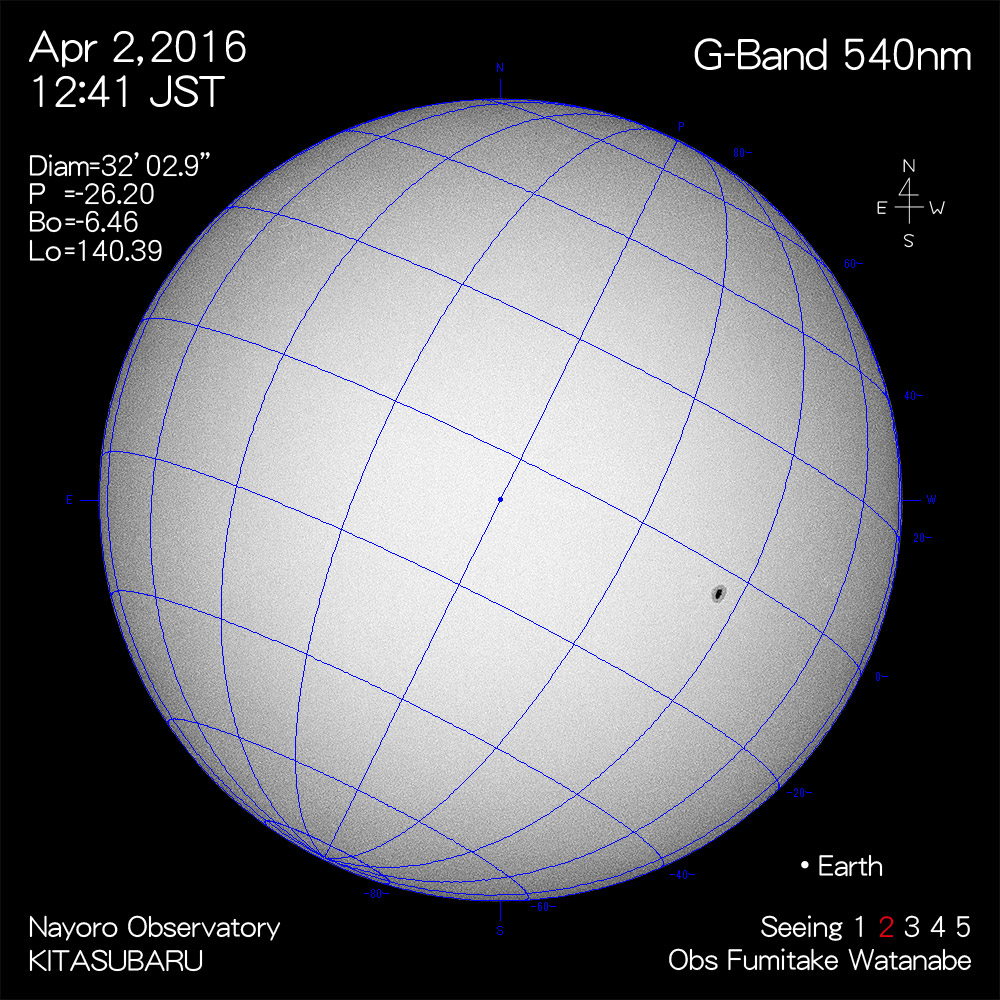 2016年4月2日540nm波長の太陽