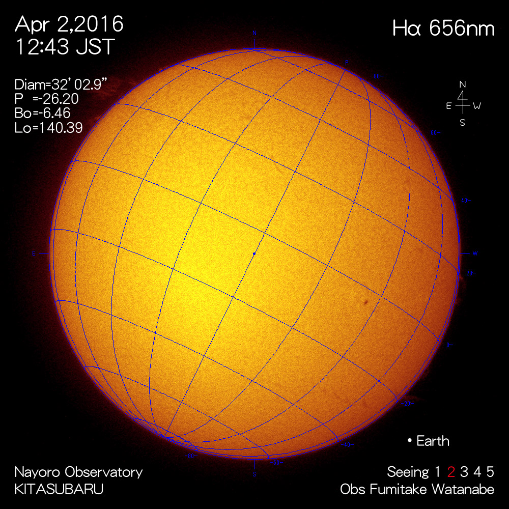 2016年4月2日Hα波長の太陽