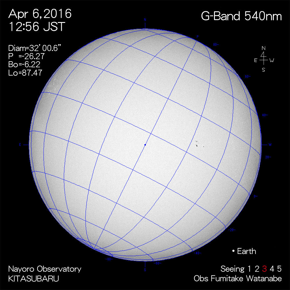 2016年4月6日540nm波長の太陽