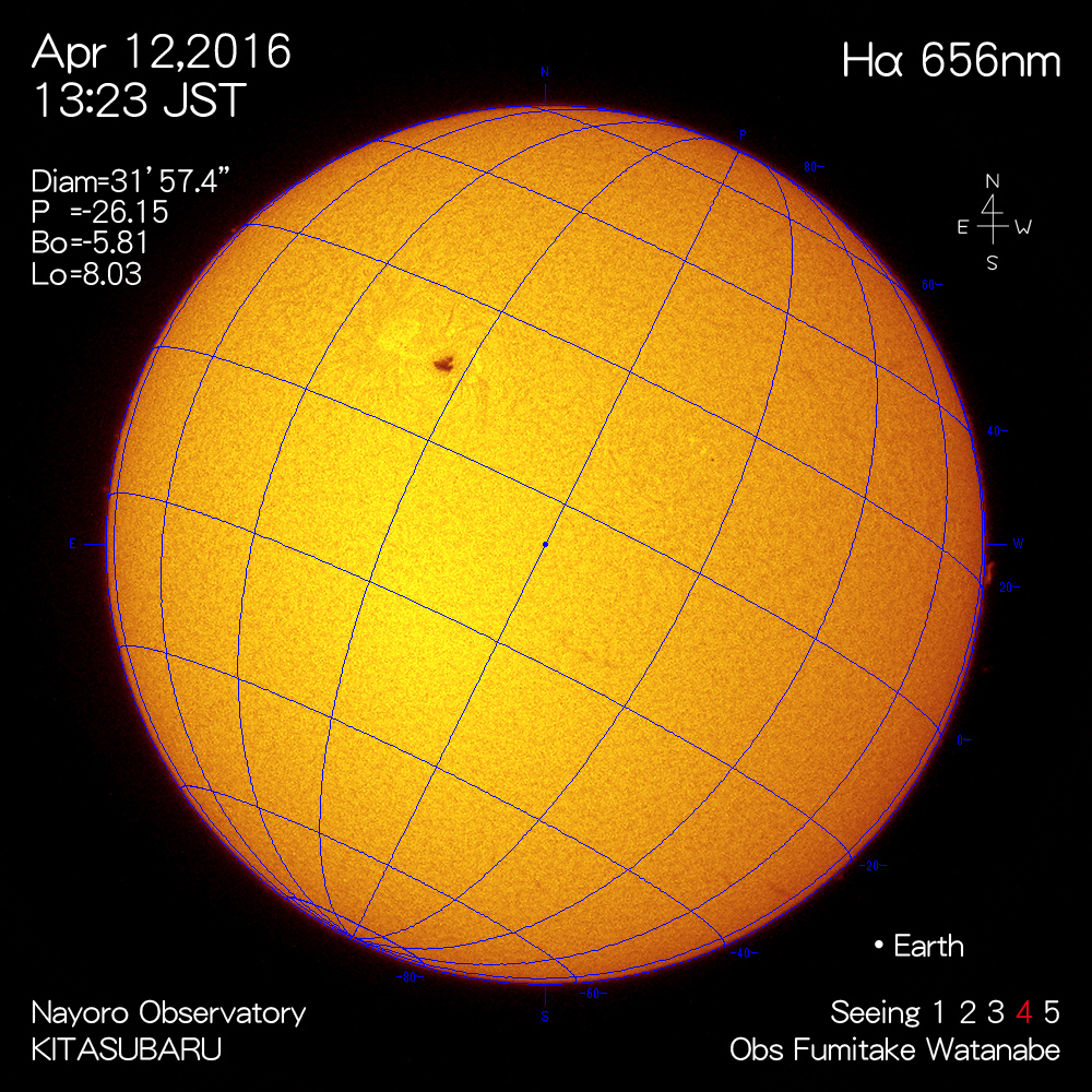 2016年4月12日Hα波長の太陽