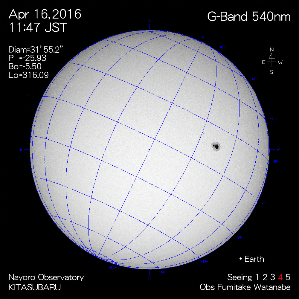 2016年4月16日540nm波長の太陽