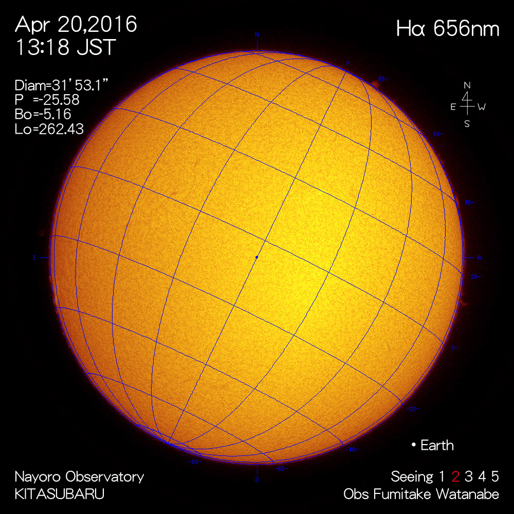 2016年4月20日Hα波長の太陽