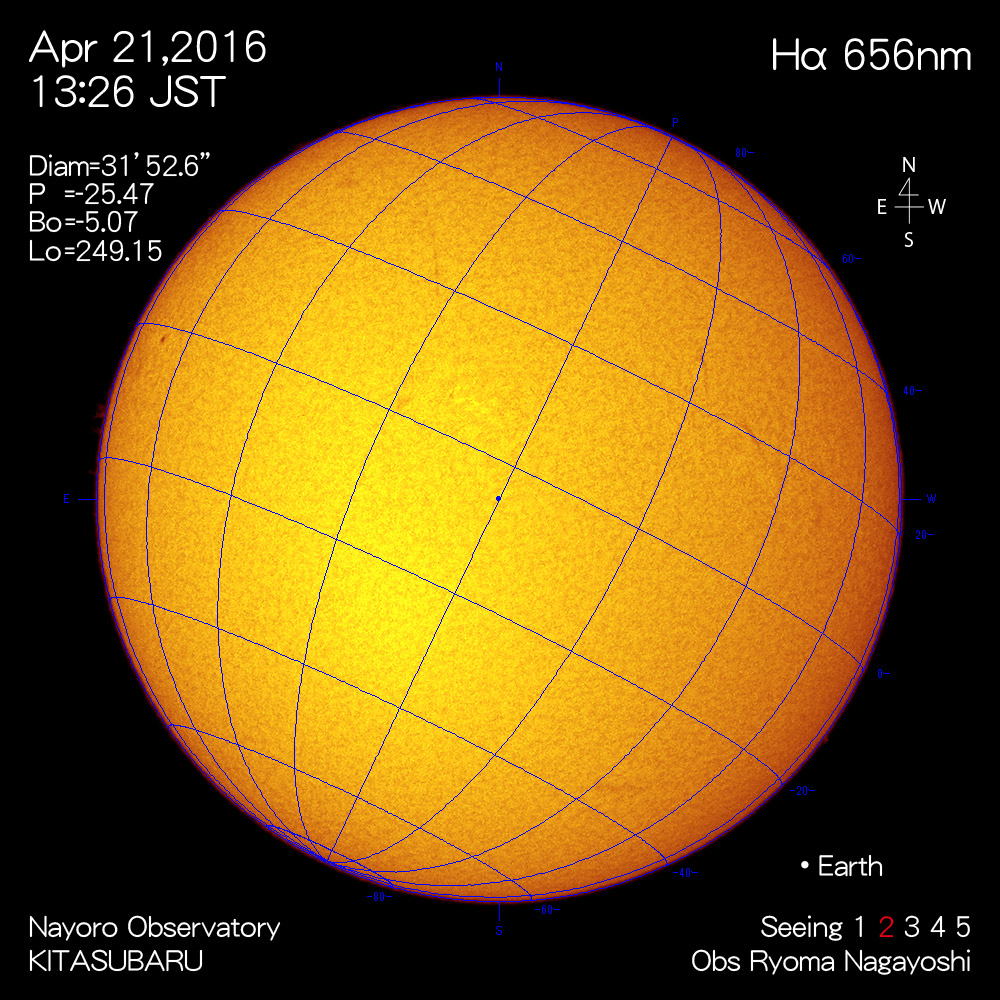 2016年4月21日Hα波長の太陽