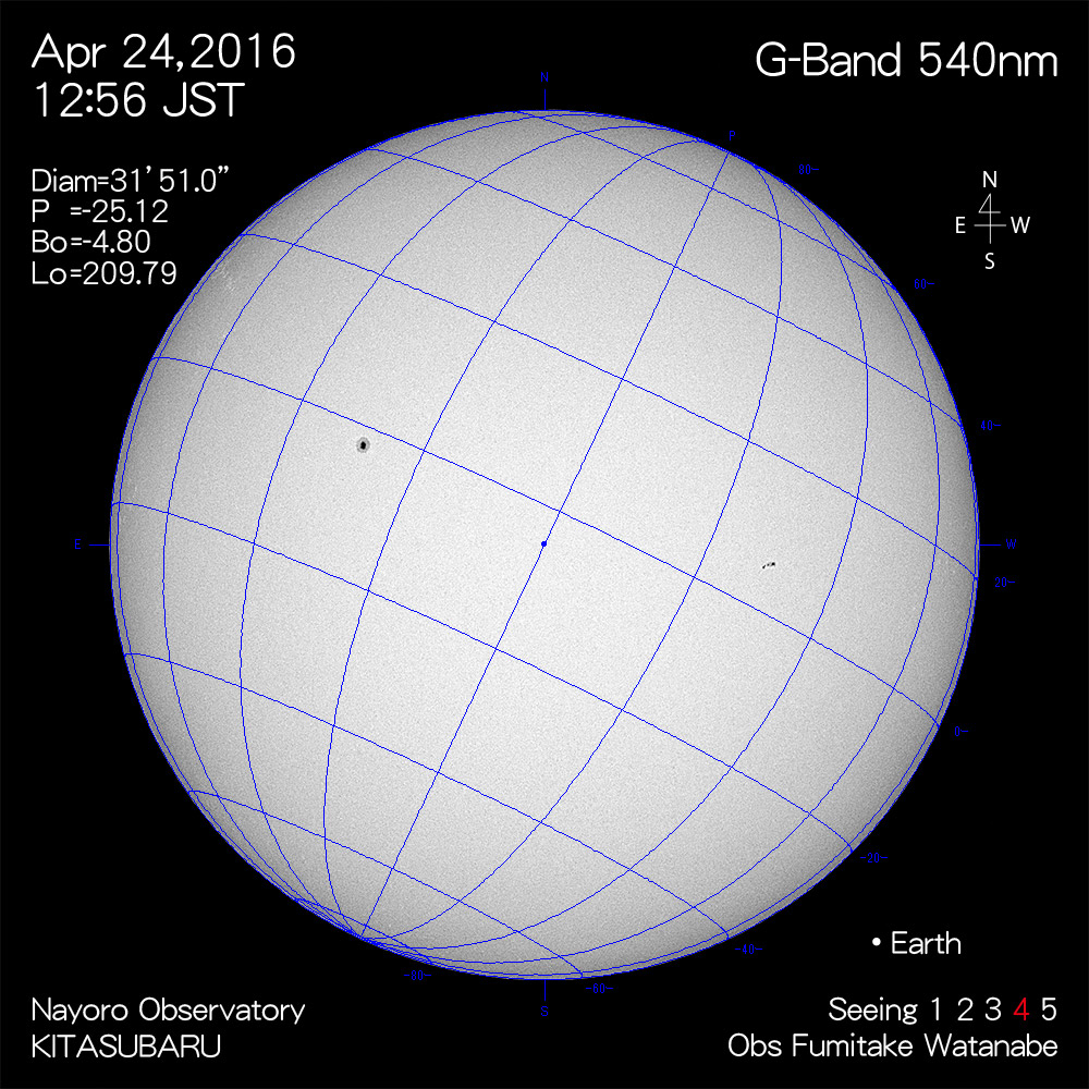 2016年4月24日540nm波長の太陽