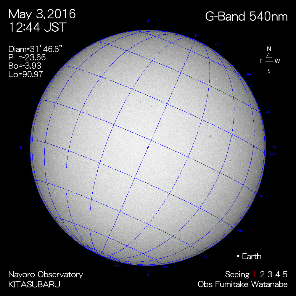 2016年5月3日540nm波長の太陽