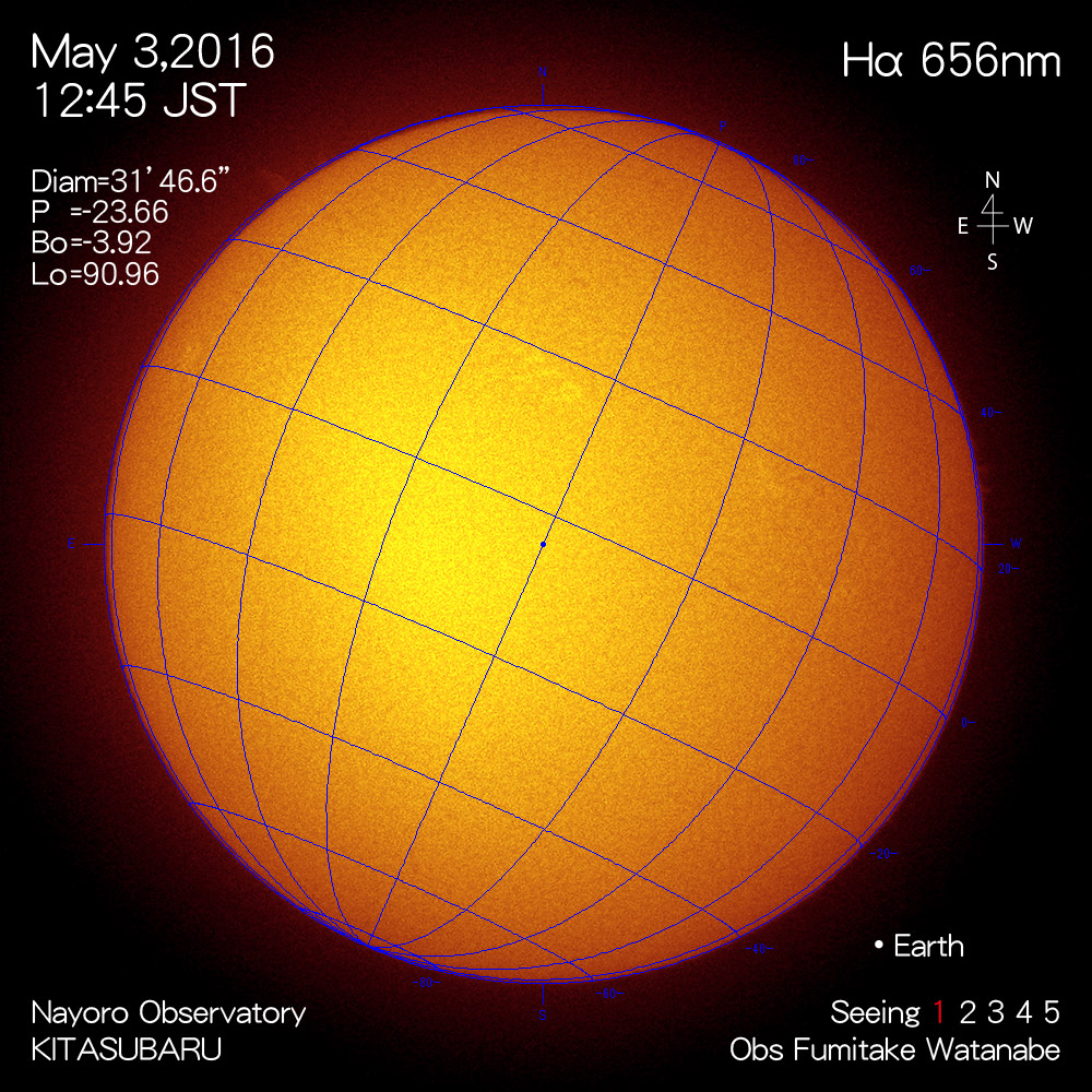 2016年5月3日Hα波長の太陽