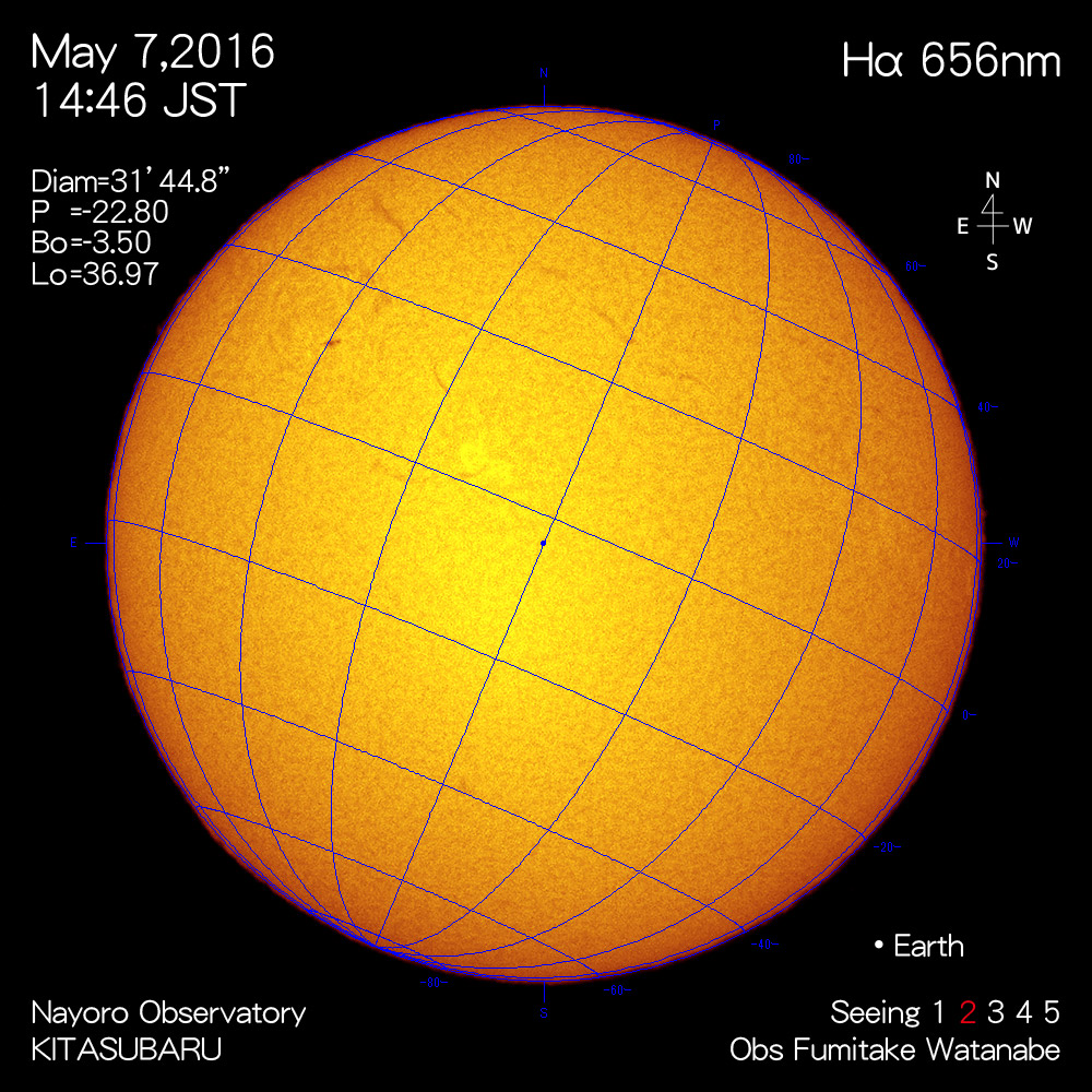 2016年5月7日Hα波長の太陽