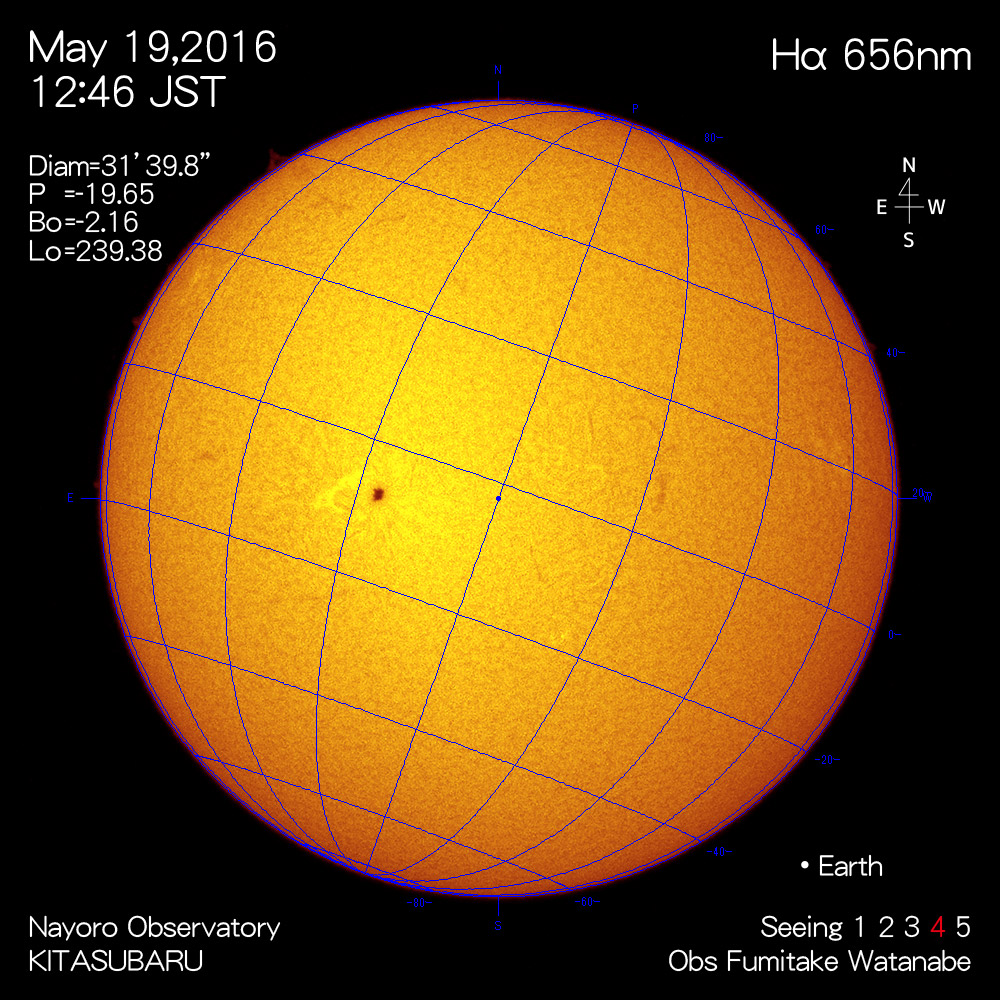 2016年5月19日Hα波長の太陽