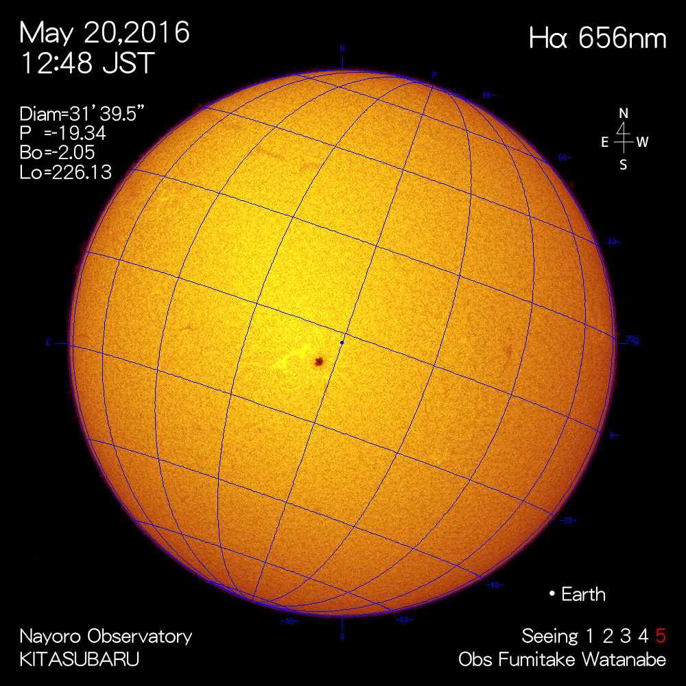 2016年5月20日Hα波長の太陽