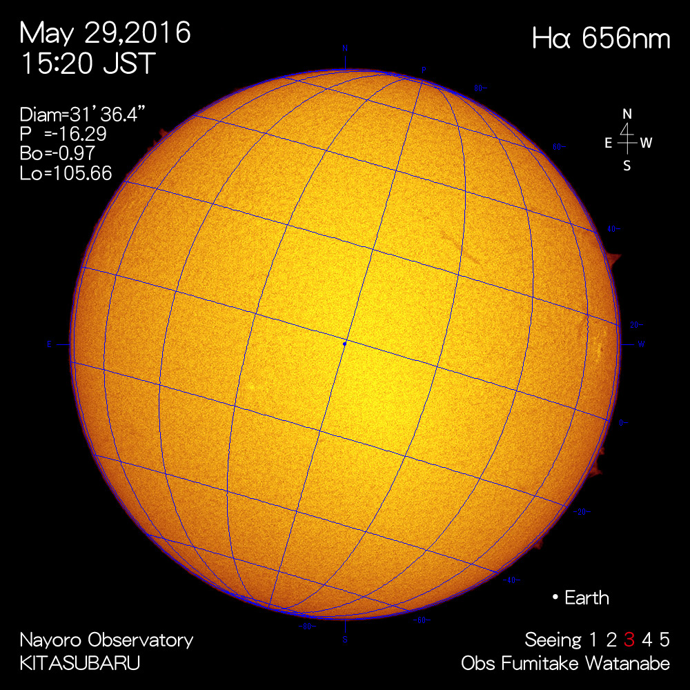 2016年5月29日Hα波長の太陽