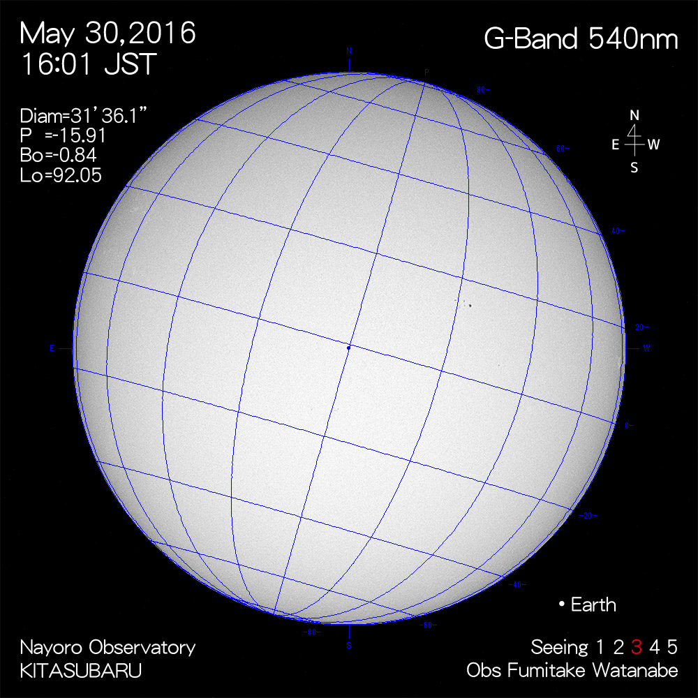 2016年5月30日540nm波長の太陽
