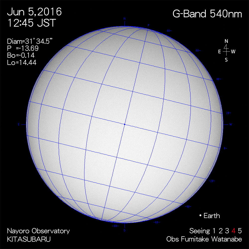 2016年6月3日540nm波長の太陽