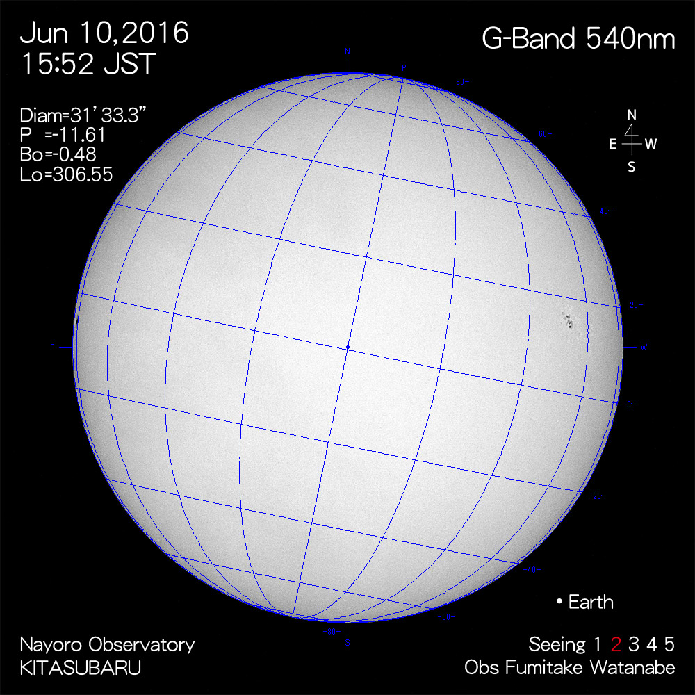 2016年6月10日540nm波長の太陽