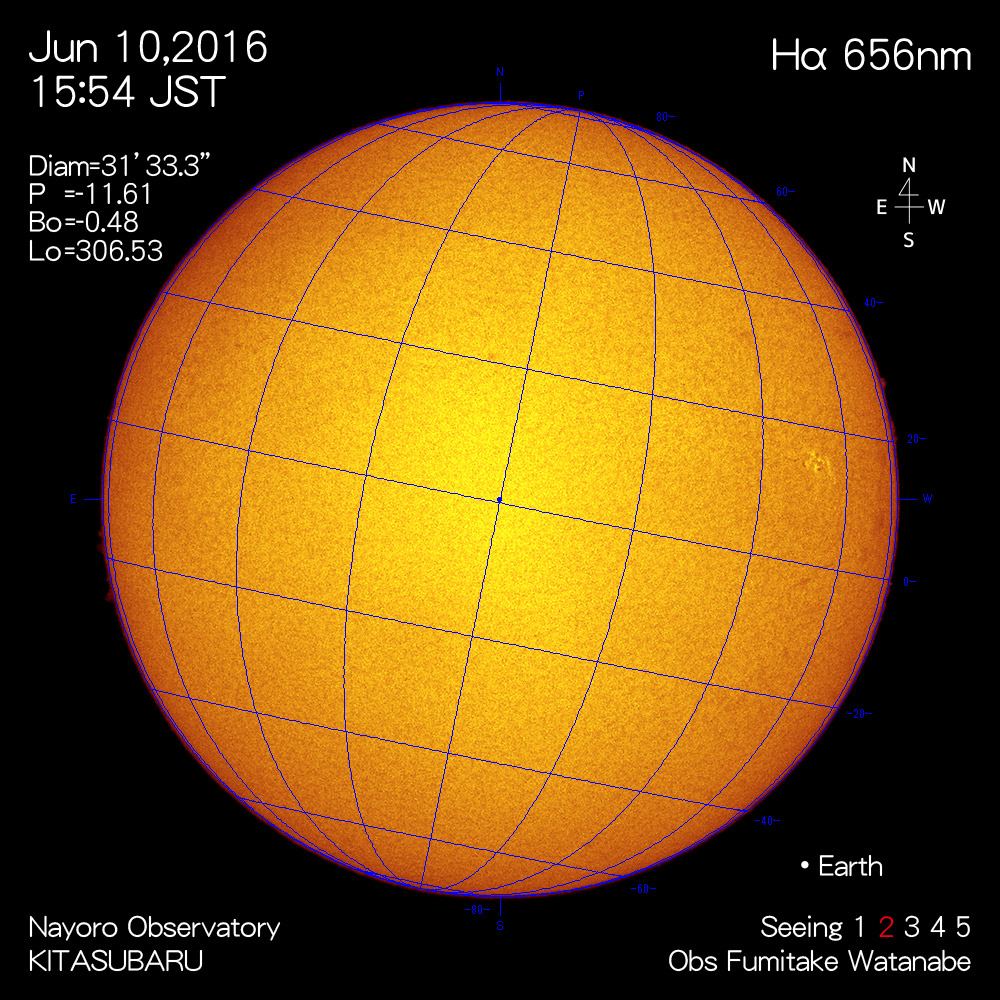2016年6月10日Hα波長の太陽