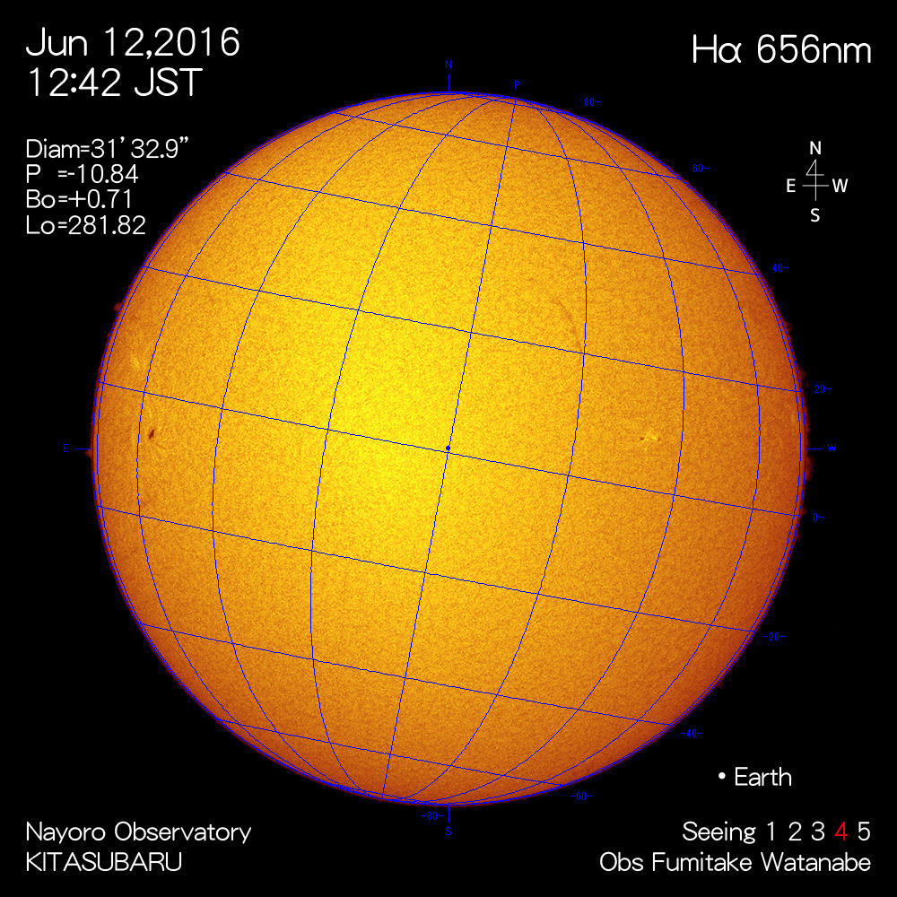 2016年6月12日Hα波長の太陽