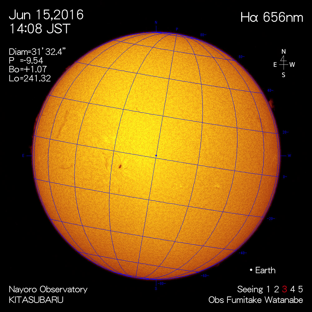 2016年6月15日Hα波長の太陽