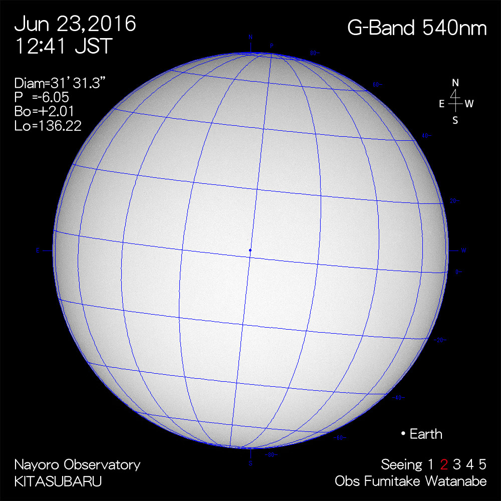2016年6月23日540nm波長の太陽