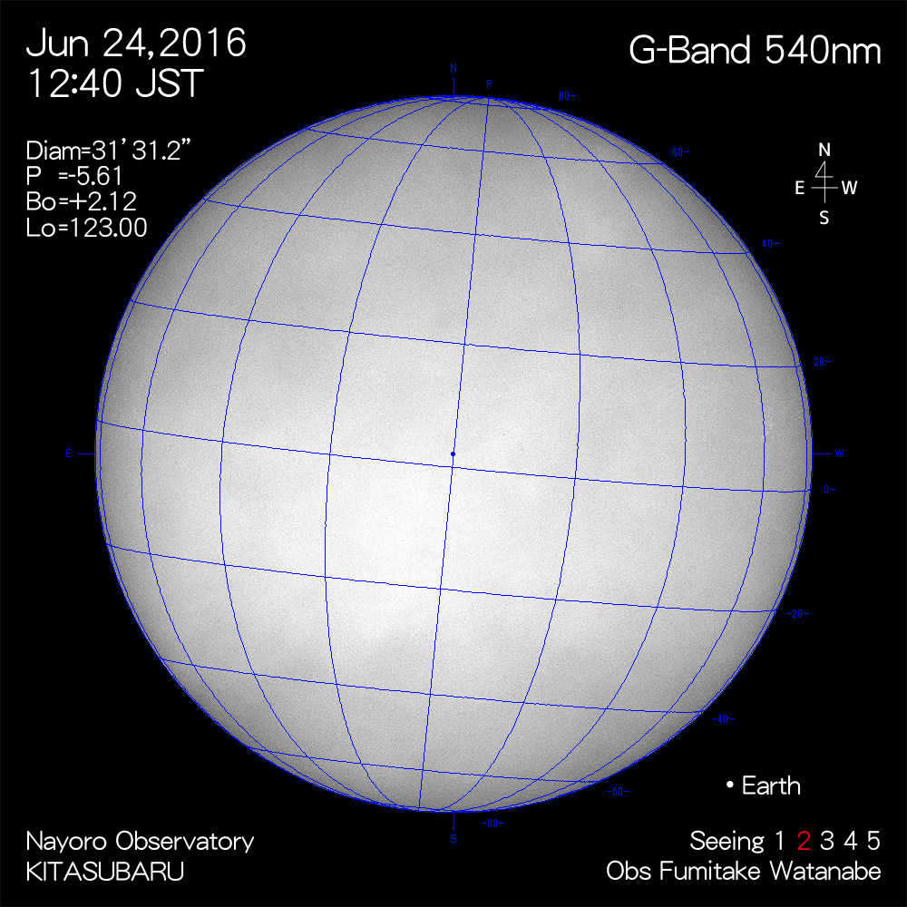 2016年6月24日540nm波長の太陽