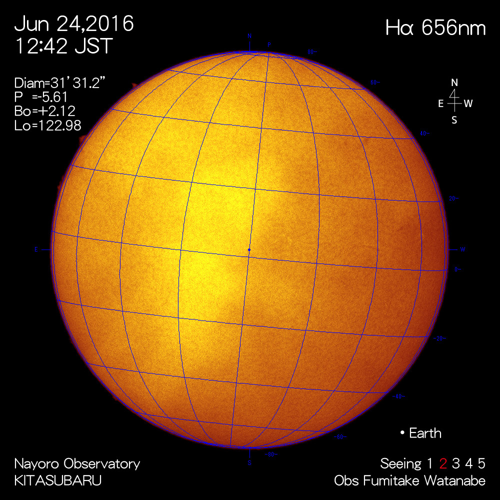 2016年6月24日Hα波長の太陽