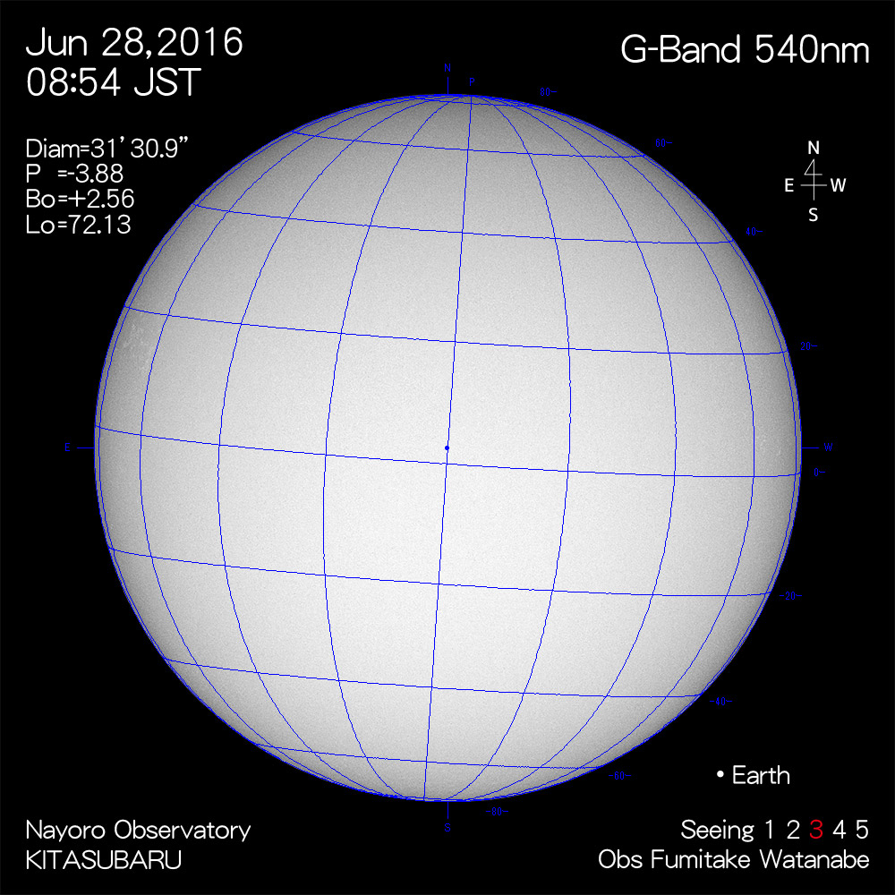 2016年6月28日540nm波長の太陽