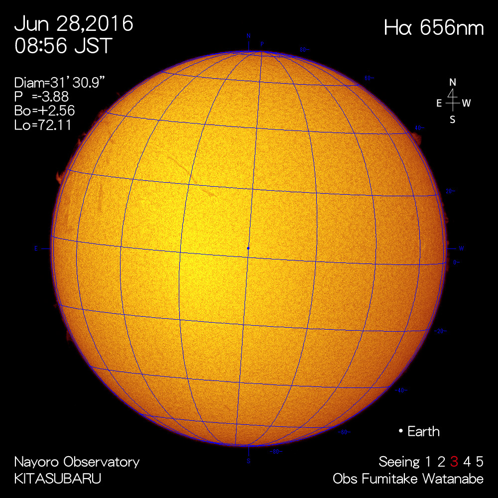 2016年6月28日Hα波長の太陽
