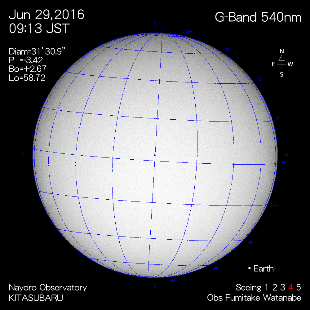 2016年6月29日540nm波長の太陽
