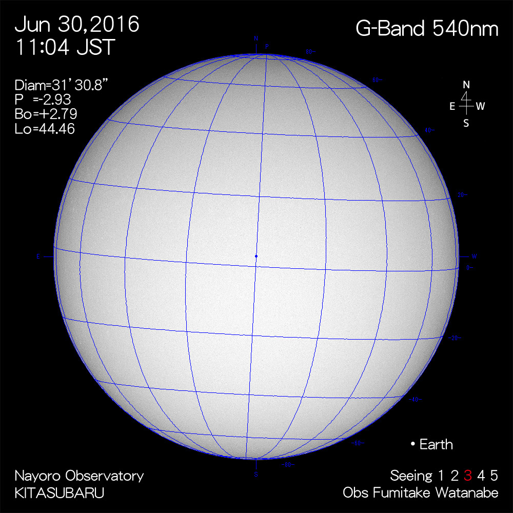 2016年6月30日540nm波長の太陽