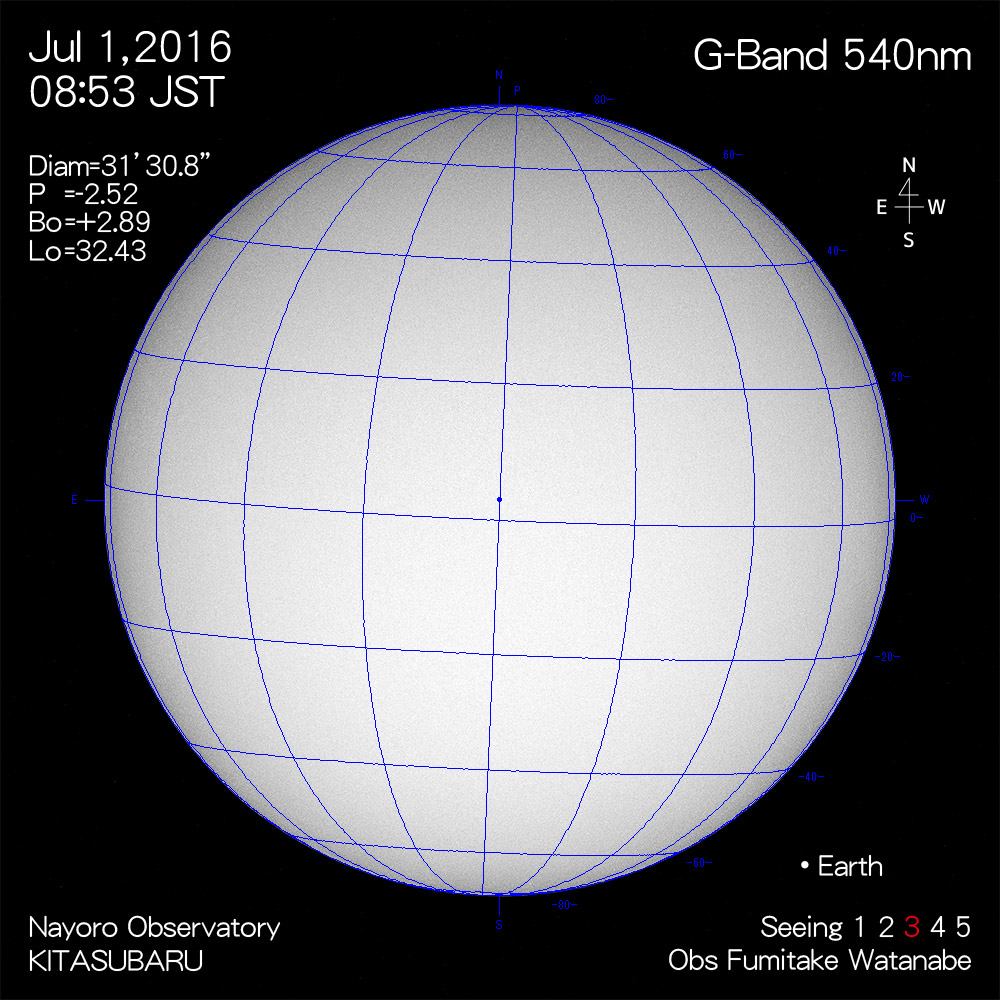 2016年7月1日540nm波長の太陽