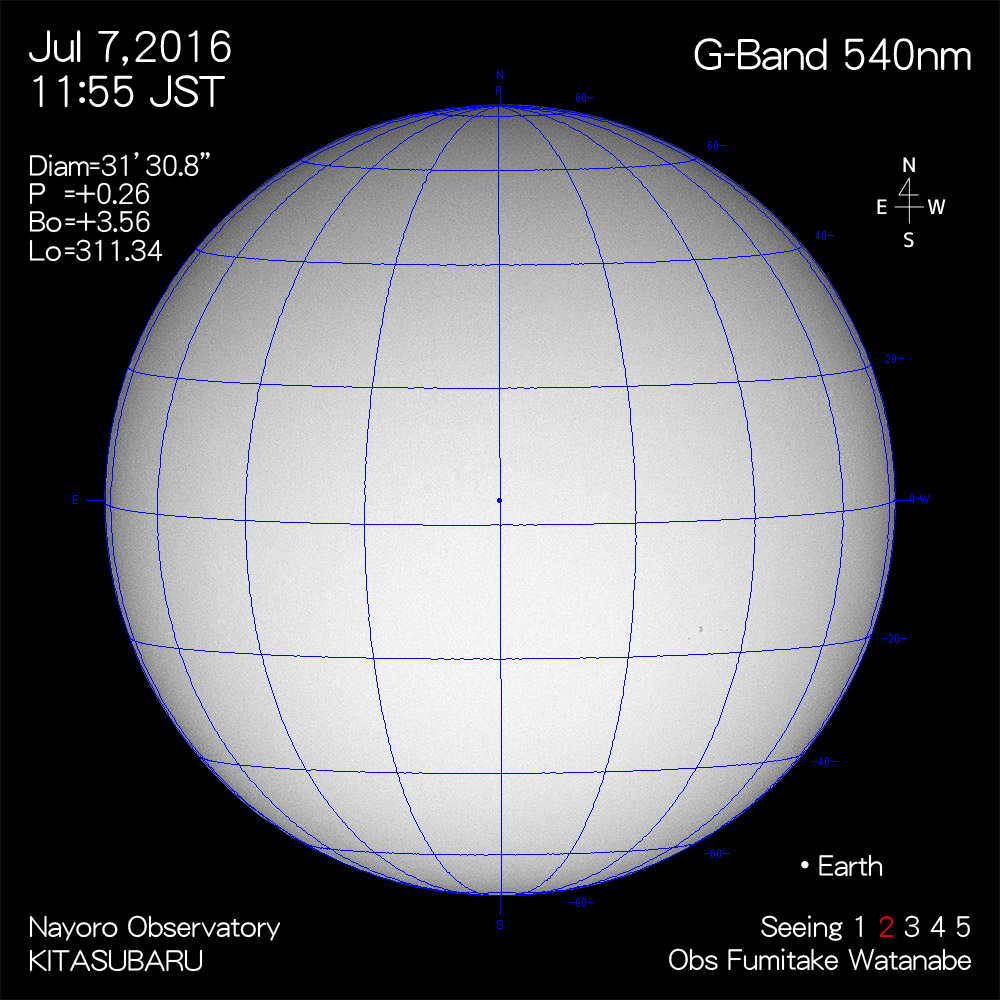 2016年7月7日540nm波長の太陽