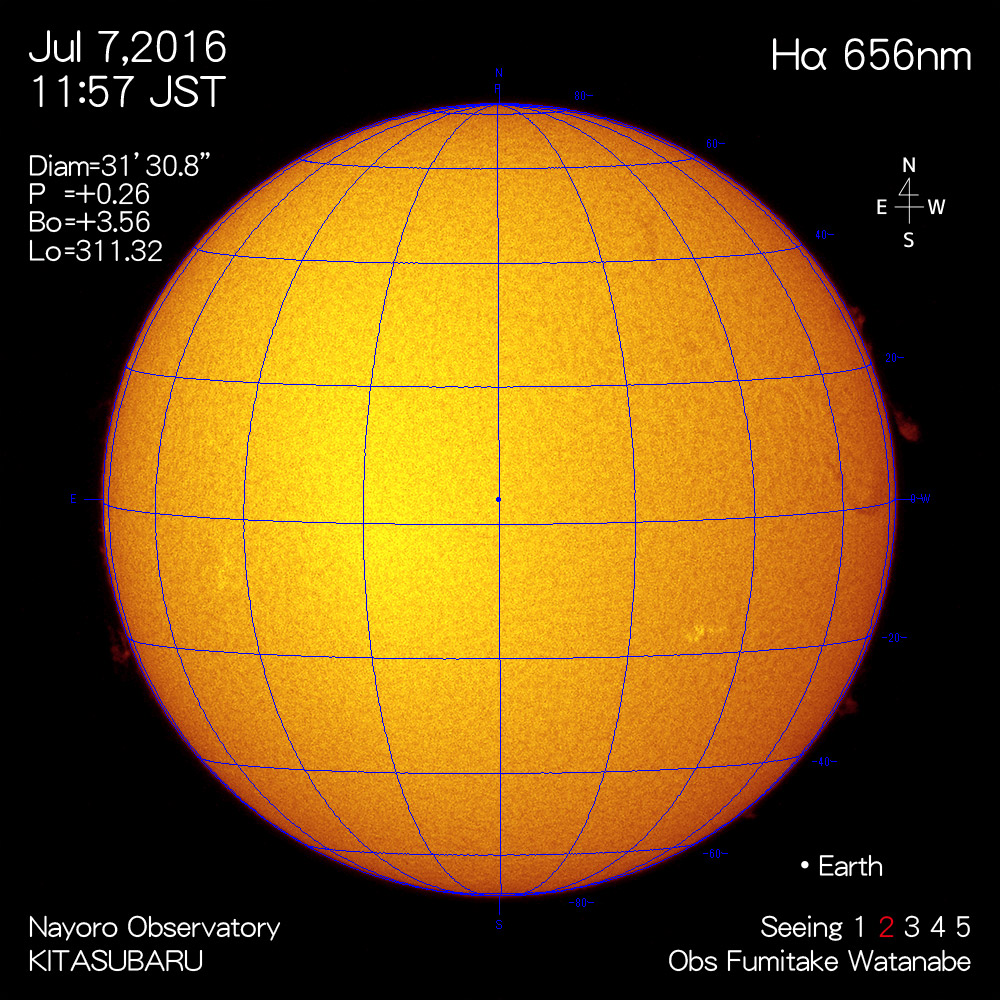 2016年7月7日Hα波長の太陽