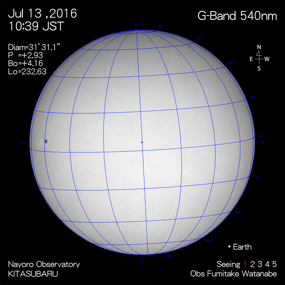 2016年7月13日540nm波長の太陽