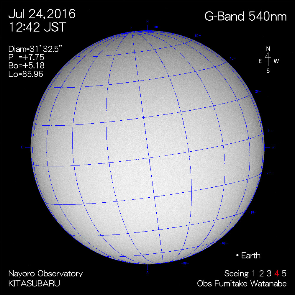 2016年7月24日540nm波長の太陽