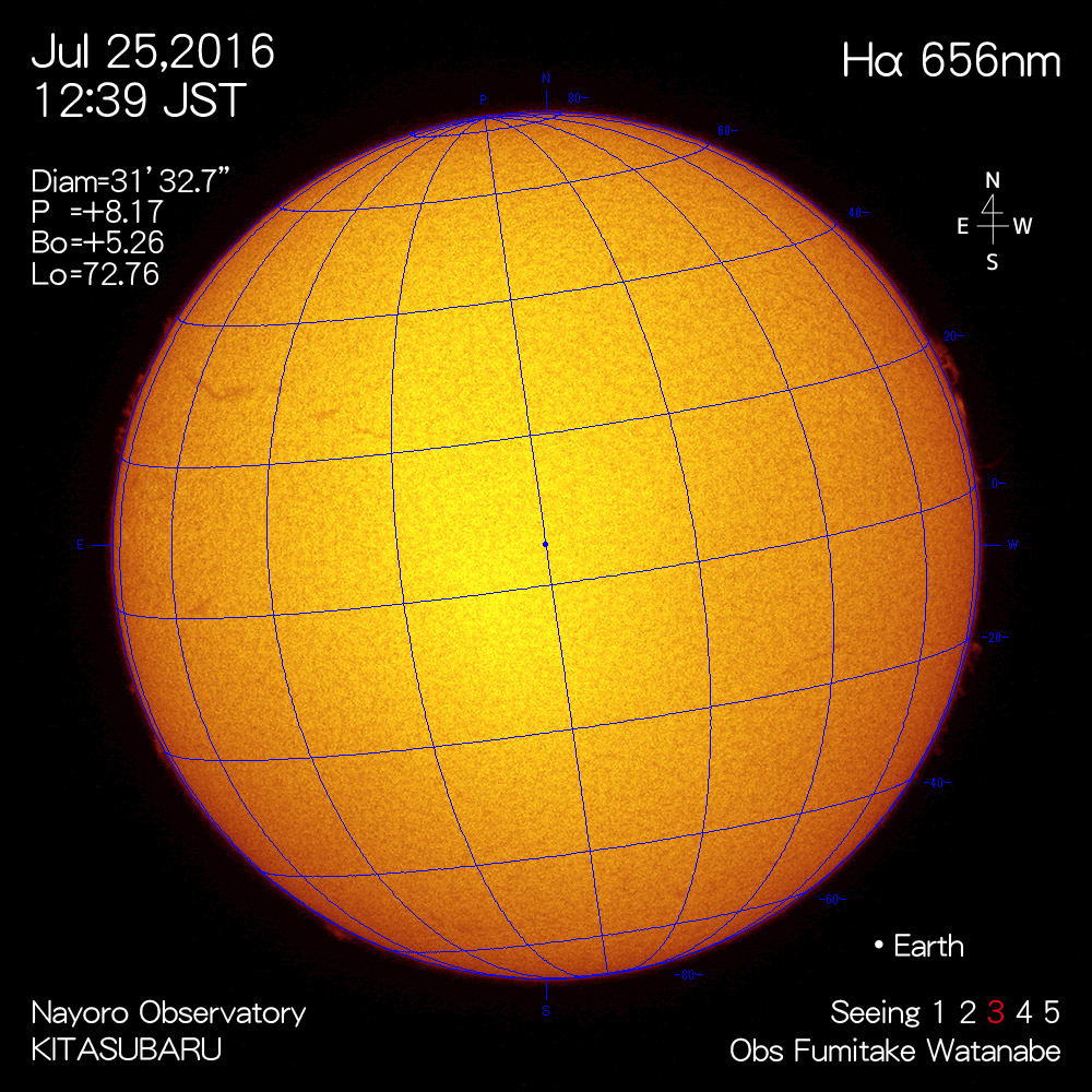 2016年7月25日Hα波長の太陽