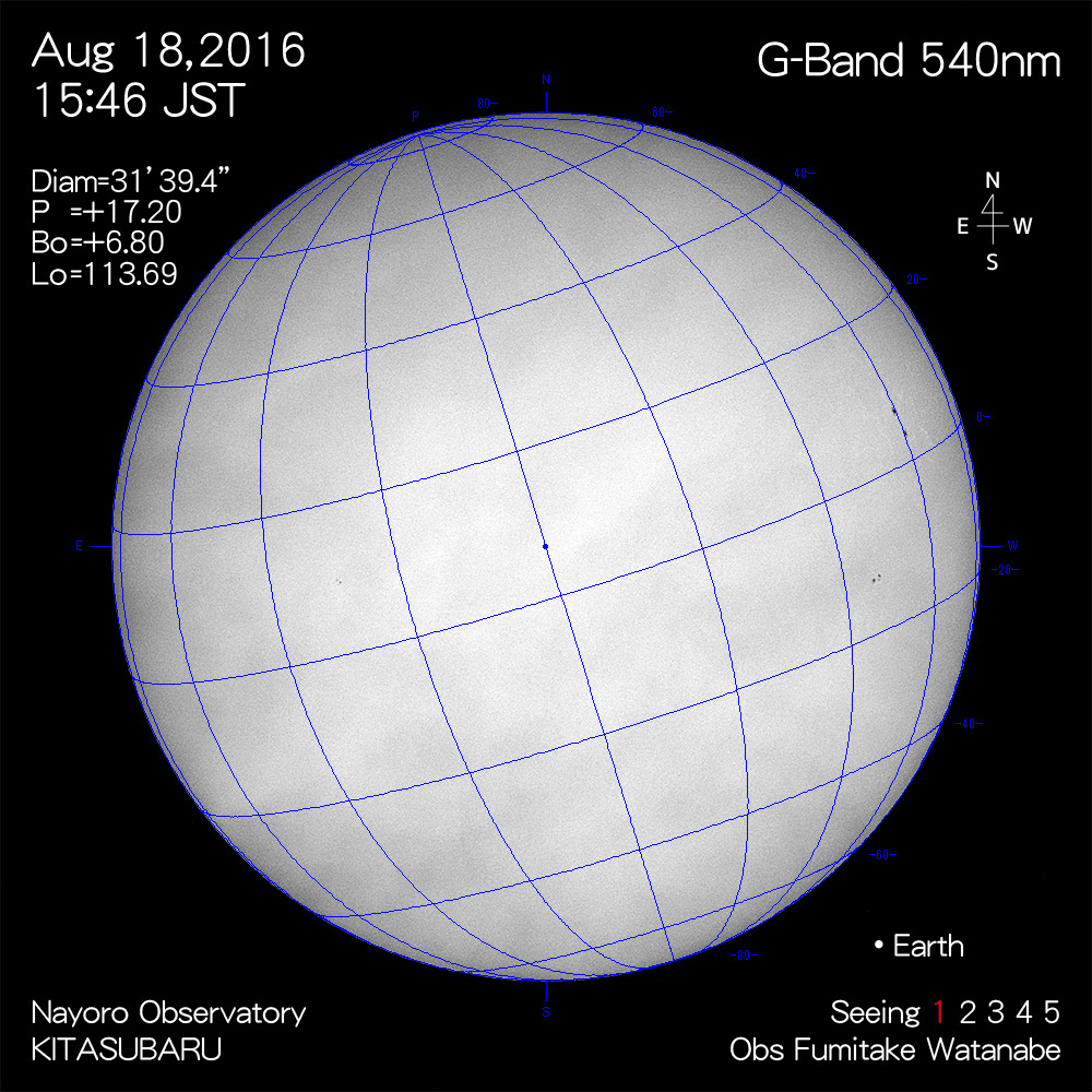 2016年8月18日540nm波長の太陽