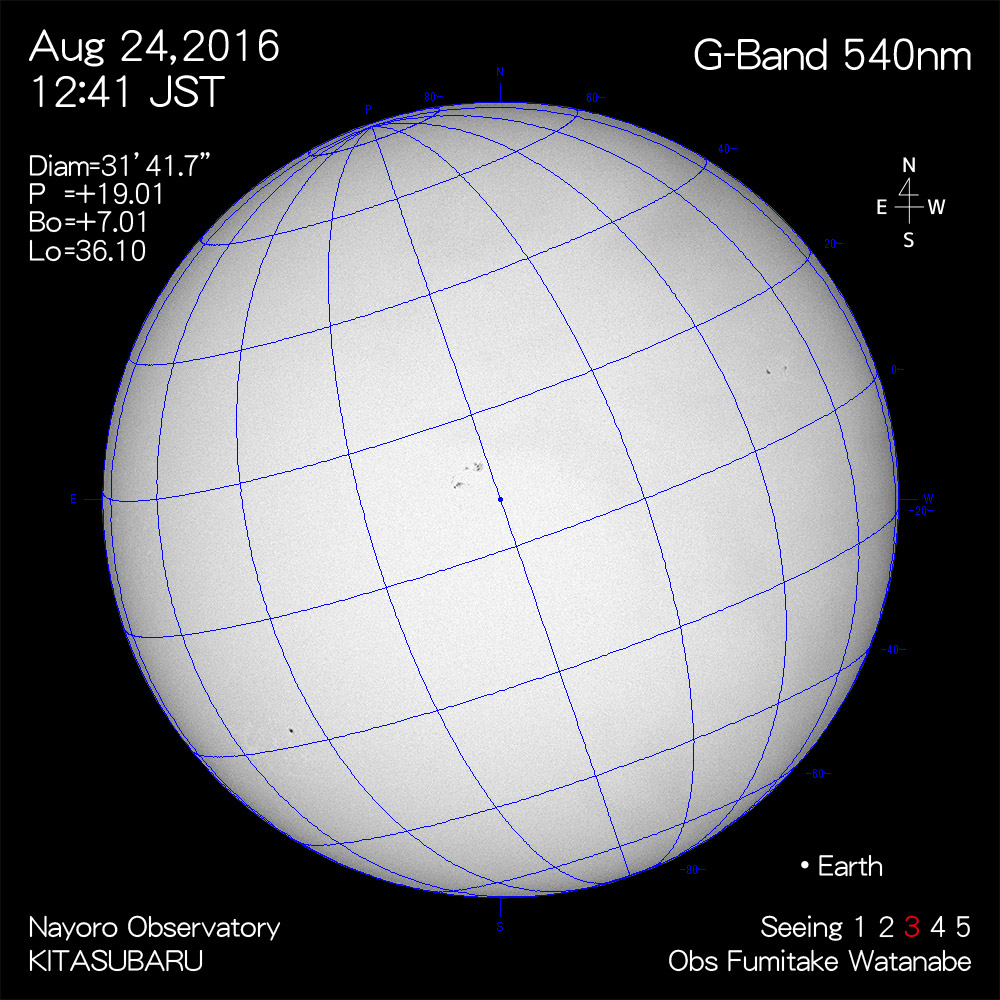 2016年8月24日540nm波長の太陽