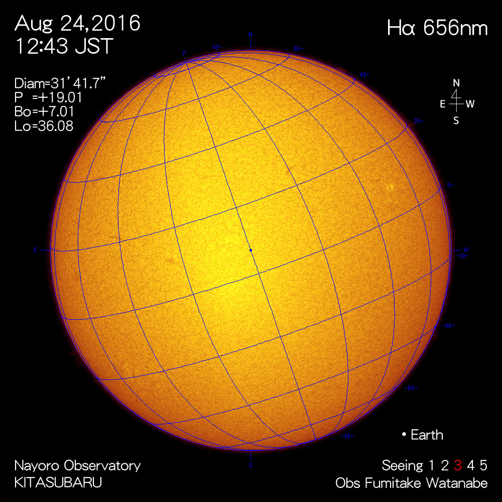 2016年8月24日Hα波長の太陽