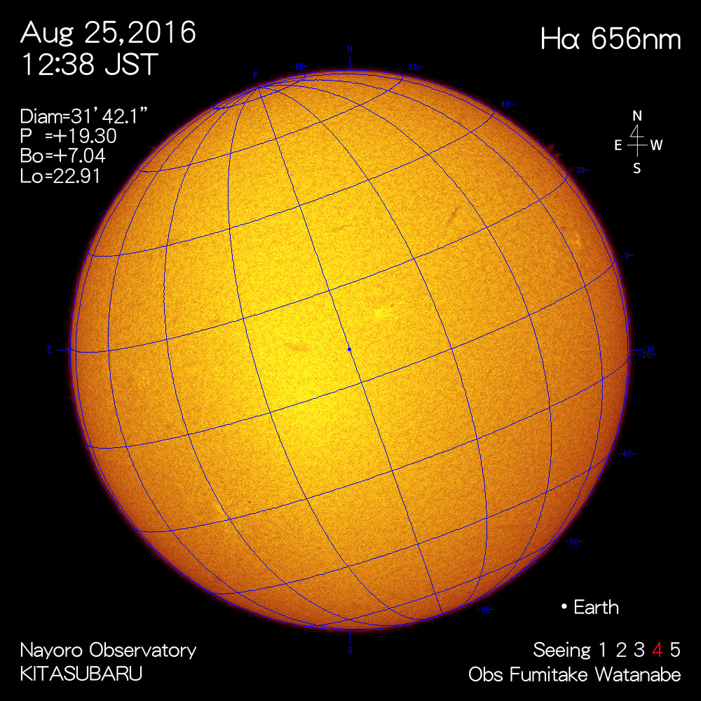 2016年8月25日Hα波長の太陽