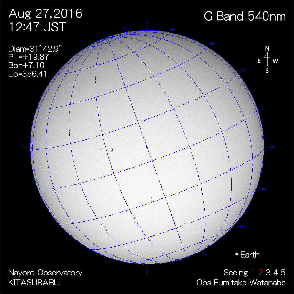 2016年8月27日540nm波長の太陽