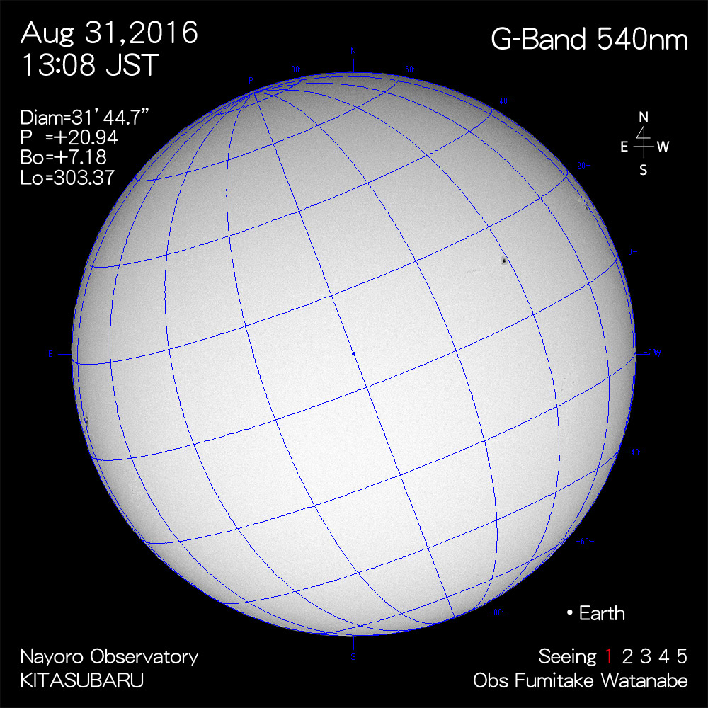 2016年8月31日540nm波長の太陽
