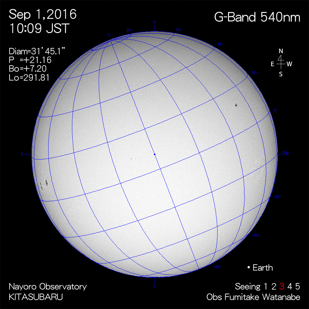 2016年9月1日540nm波長の太陽