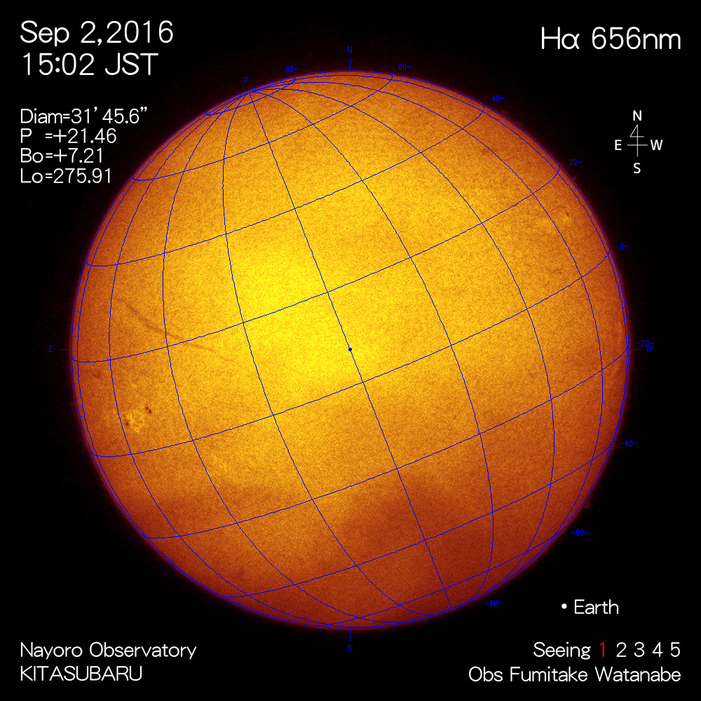 2016年9月2日Hα波長の太陽