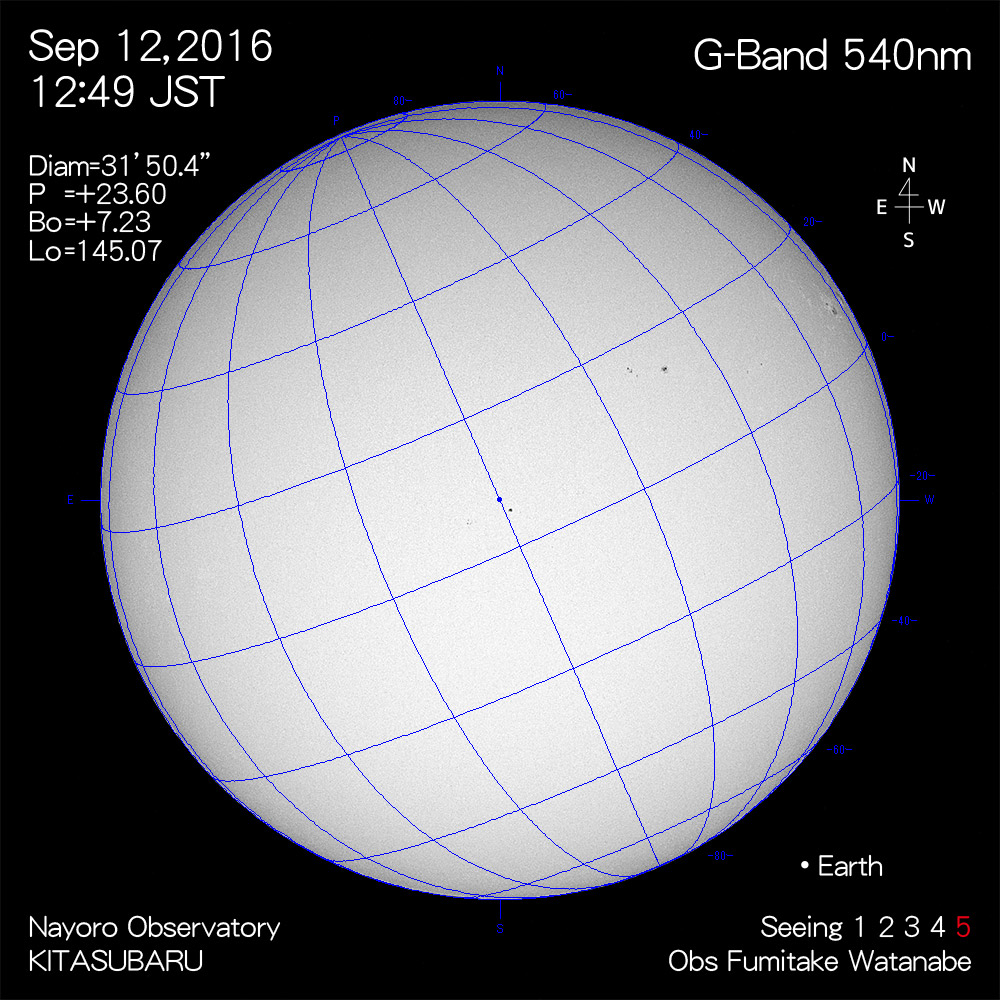 2016年9月12日540nm波長の太陽