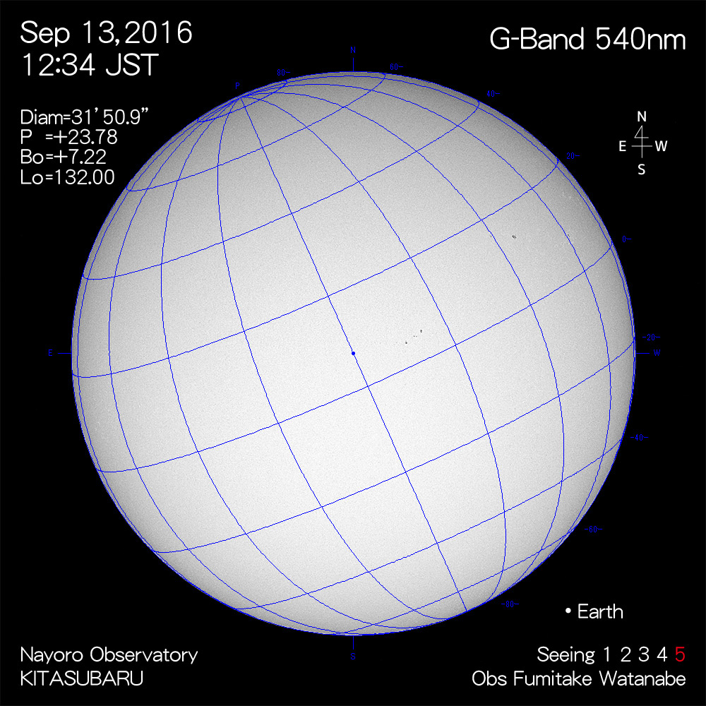 2016年9月13日540nm波長の太陽