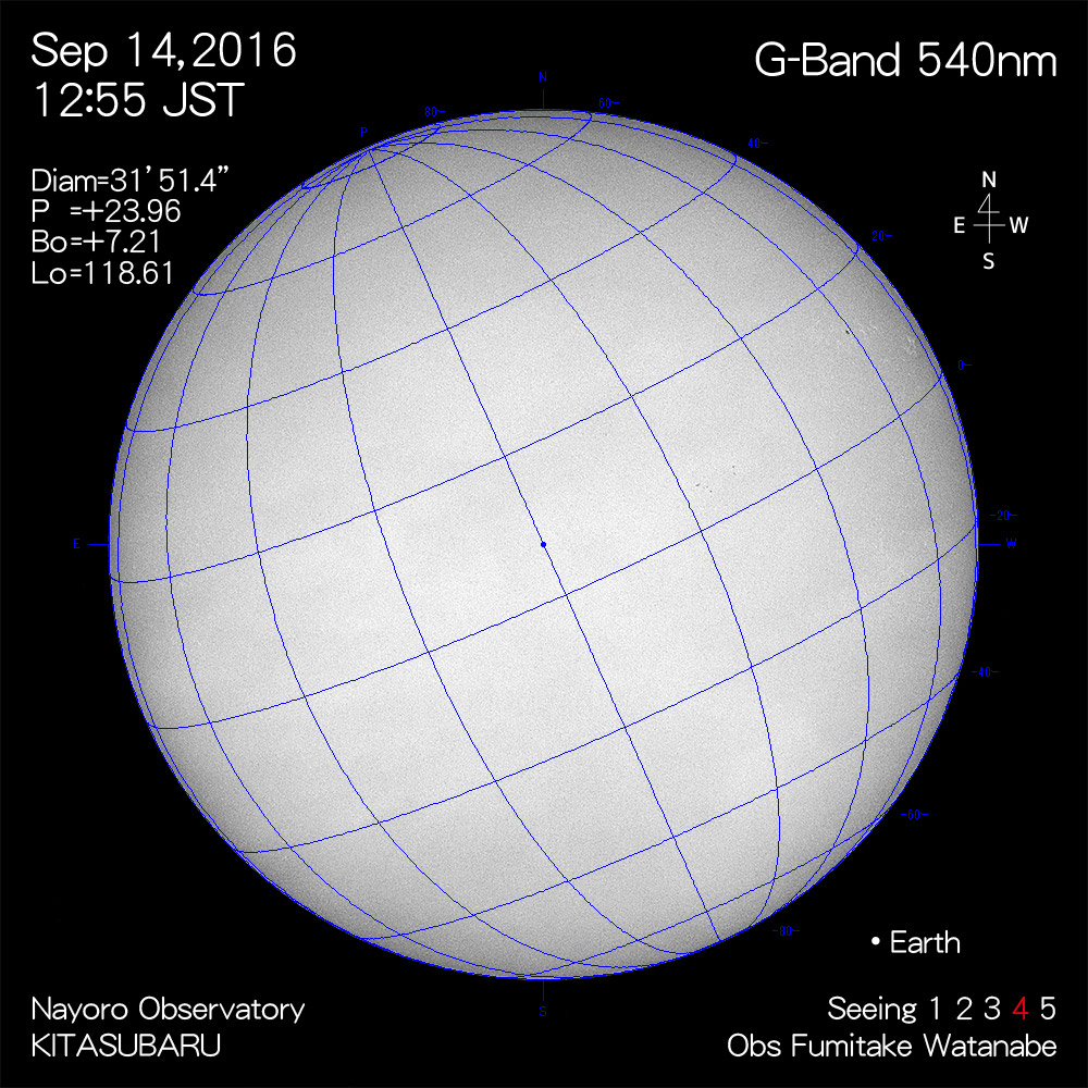 2016年9月14日540nm波長の太陽