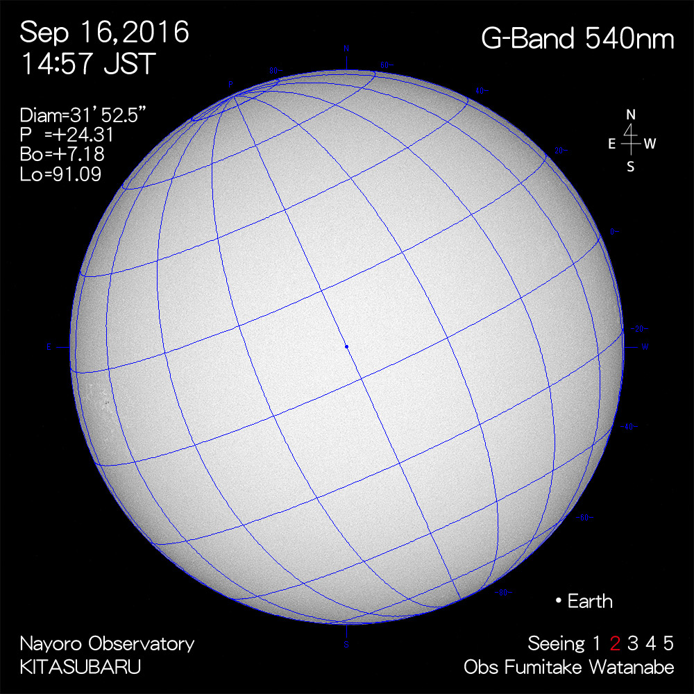 2016年9月16日540nm波長の太陽