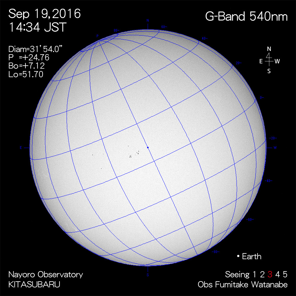2016年9月19日540nm波長の太陽