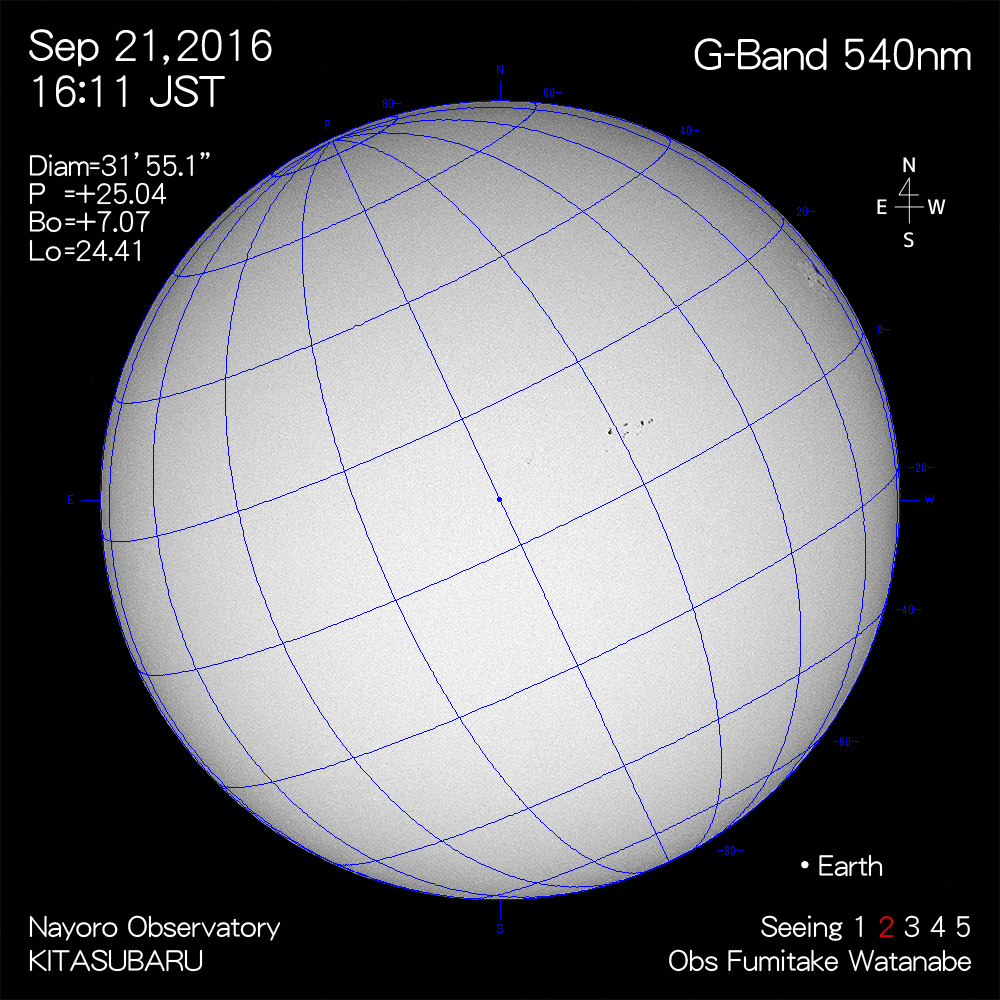 2016年9月21日540nm波長の太陽