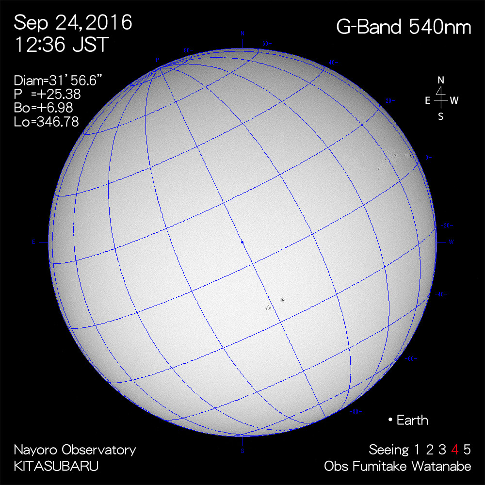 2016年9月24日540nm波長の太陽