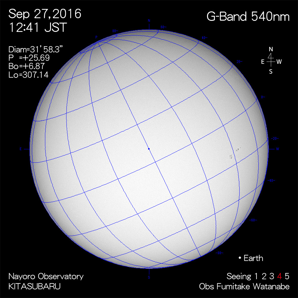 2016年9月27日540nm波長の太陽
